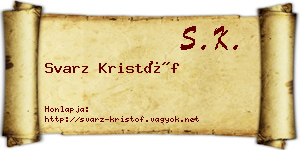 Svarz Kristóf névjegykártya